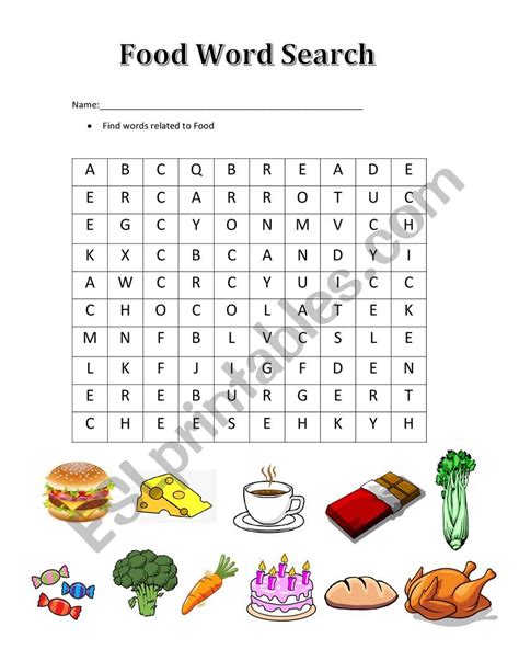 Types Of Food Word Search Worksheet Free Esl Printable Worksheets