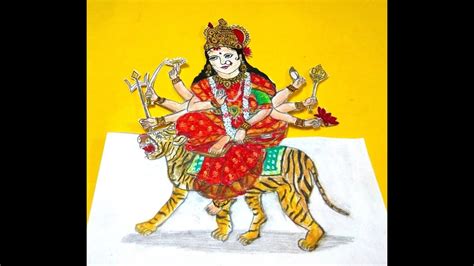 How To Draw Durga Mata Easily Sherawali Drawing Navratri Goddess