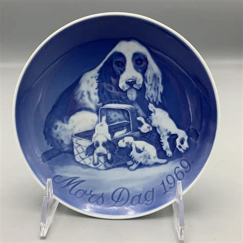 1969 Bing And Grondahl Mothers Day Plate Cocker Spaniel And Puppies