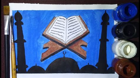 How To Draw The Holy Quran With Water Color Youtube