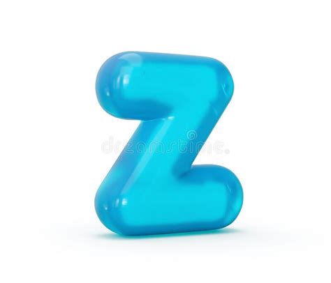 3d Rendering Of Blue Jelly Letter Z Symbol Isolated On White Background