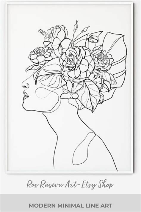 Flower face in 2020 | flower line drawings, line art. Pin on Promote Your Biz ﾐヽ ‿ ﾉ彡
