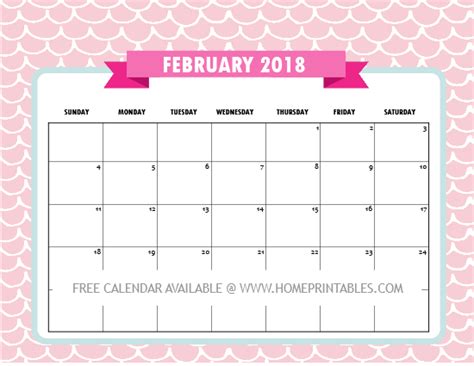 February 2018 Calendar Printable 10 Free Choices Home Printables