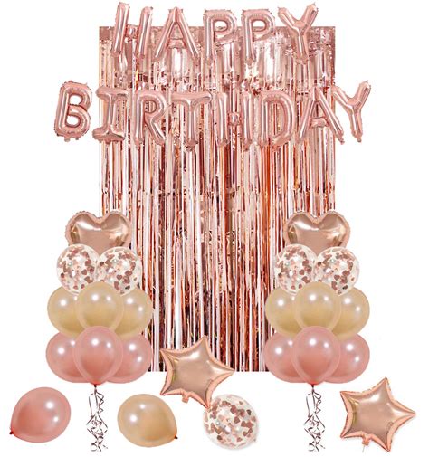 Buy Utopp Rose Gold Birthday Party Decorations Kit Happy Birthday Balloons Banner Heart Star