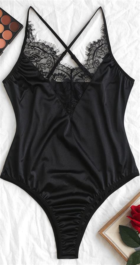 Material Polyester Pattern Type Solid Decoration Lace Bridal Lingerie Women Lingerie Black