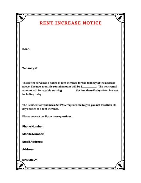 Rent Increase Notice Form Rent Increase Form Increase Rent Notice Rent