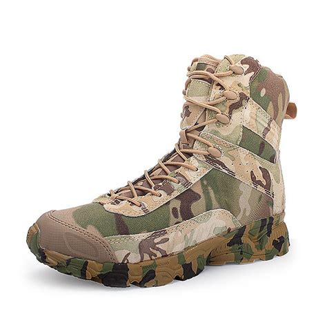 Men Camouflage Leather Mesh Breathable Desert Tactical Boots Male