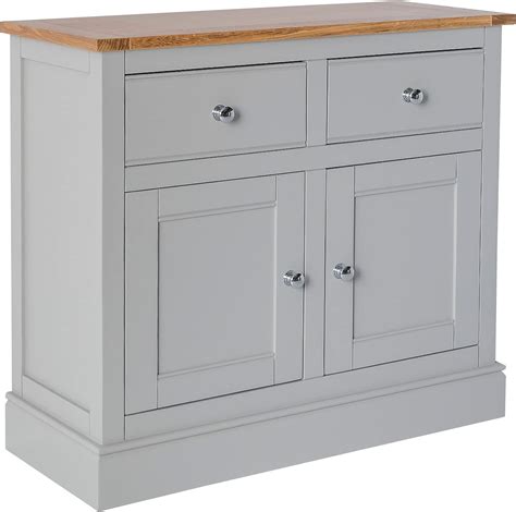 Bude Grey Small Sideboard Cabinet With Oak Top Roseland Furniture 2