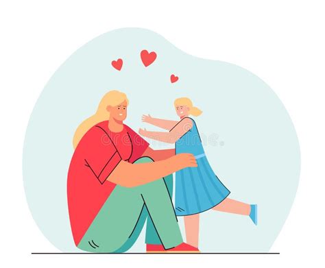 Cartoon Mother And Daughter Hugging Stock Vector Illustration Of