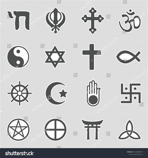 Religion Symbols Icons Sticker Design Vector Stock Vector Royalty Free