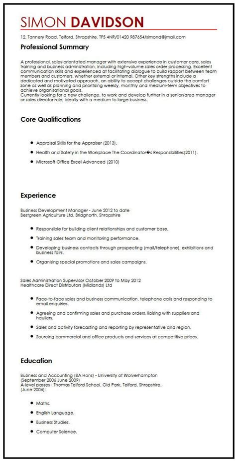 Download the latest cv format in word. Business CV Sample - MyPerfectCV
