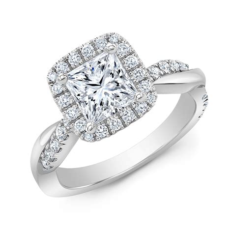 1 5ct princess cut natural diamond natural halo twisted pave diamond engagement ring gia