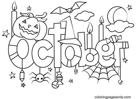 Feliz Mes De Octubre Para Colorear Octubre Para Colorear Páginas