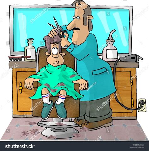 Clipart Illustration Boy Getting Haircut Stock Illustration 35629