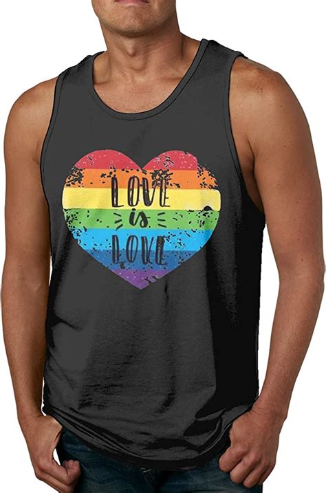 Amazon Com LGBT Gay Pride Love Heart Mens Tank Top Workout Gym Muscle