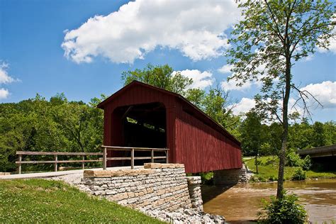 Old Red Bridge By Stone Wall Photograph By Darryl Brooks Fine Art America