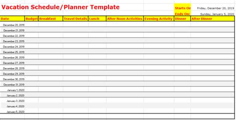 6 Free Vacation Schedule Templates In Ms Word And Ms Excel