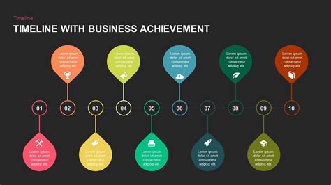 Timeline With Business Achievement Powerpoint Template And Keynote