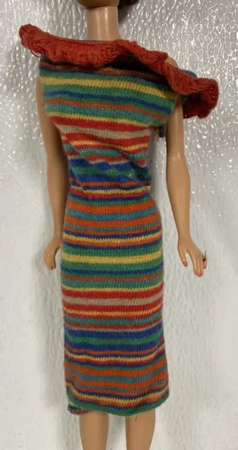 Vintage Barbie Midge Mattel 1963 Pak Spectator Sport Knit Striped Dress