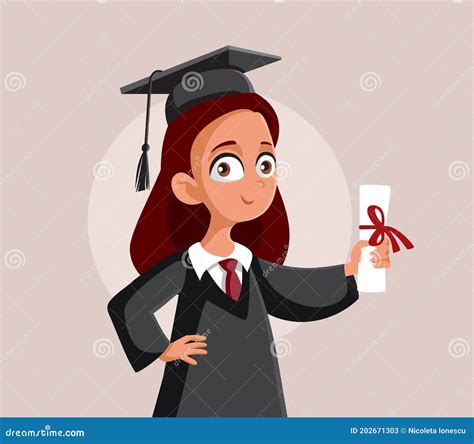 Teenage Girl Graduating School Vector Cartoon Stock Vector