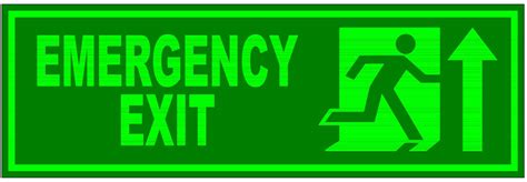 Green Acp Sheet Rectangular Emergency Exit Signage For Direction