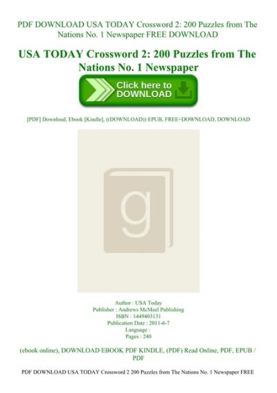 Pdf Download Usa Today Crossword 2 200 Puzzles From The Nations No 1
