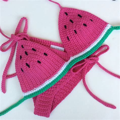 crochet pink watermelon bikini set etsy crochet bikini set crochet my xxx hot girl