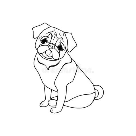 Pug Dog Outline Cute Animal Vector Illustration Stock Vector