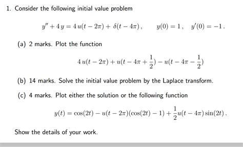 solved 1 consider the following initial value problem