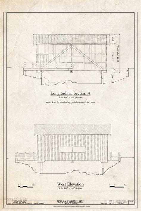 Blueprint Longitudinal Section A West Elevation Neal Lane Bridge S