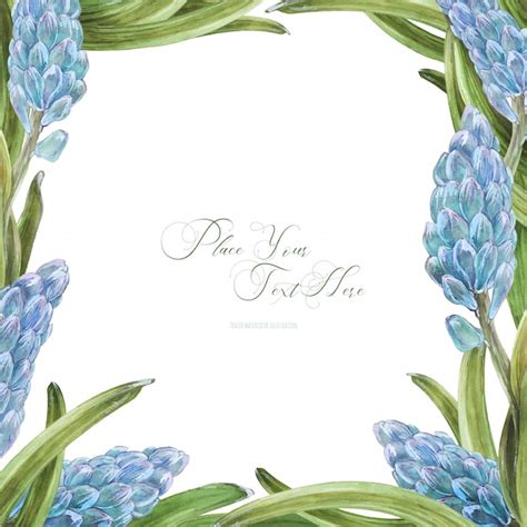 Premium Vector Spring Watercolor Square Frame With Hyachinth Flowers