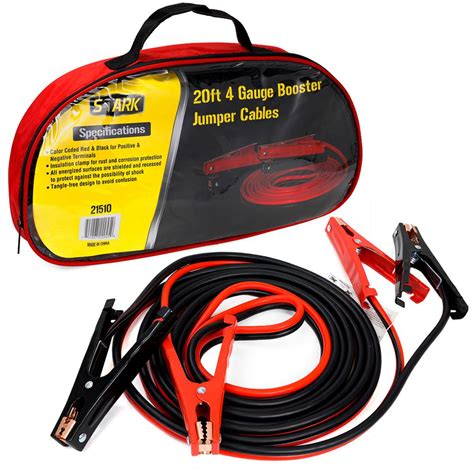 Stark 20 Ft 4 Gauge 500 Amp Heavy Duty Battery Booster Jumper Cables