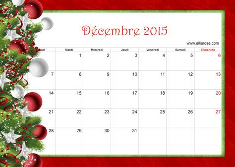 Calendrier De Noël Gratuit à Imprimer Décembre 2015 Ellia Rose