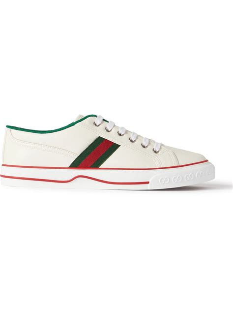 Gucci Tennis 1977 Webbing Trimmed Leather Sneakers White Gucci