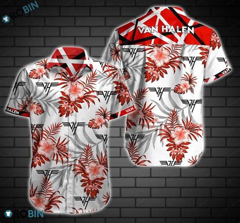 Van Halen Rock Band Button Up T Shirt Van Halen Aloha Shirt