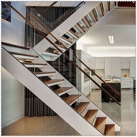 Indoor Staircase Design Scala Floating Stair Mono Stringer Wooden Steps