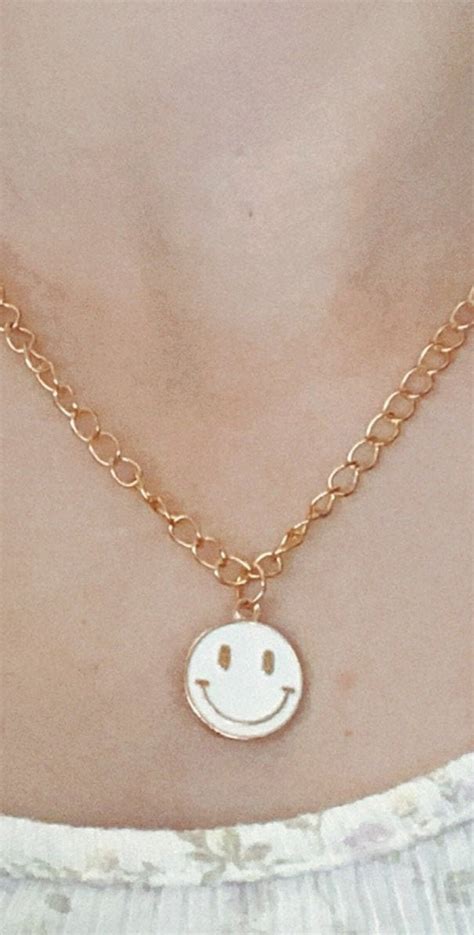 Smiley Face Necklace Etsy