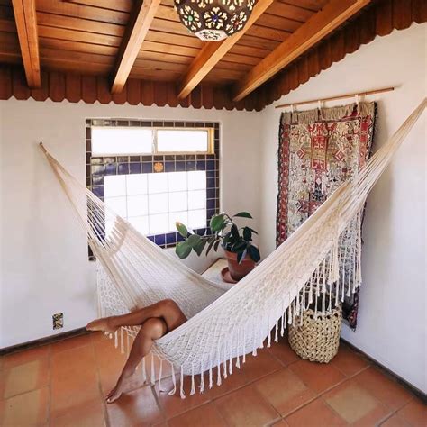 The swinging hammock is large and comfortable enough to be a bed, easily accommodating a couple. Indoor hammocks are like staying in bed all day but ...