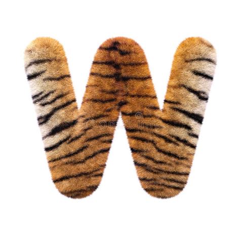 Tiger Letter W Capital 3d Feline Fur Font Suitable For Safari