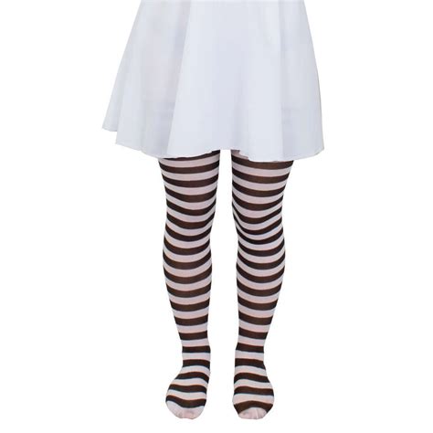 adults brown and white striped tights i love fancy dress