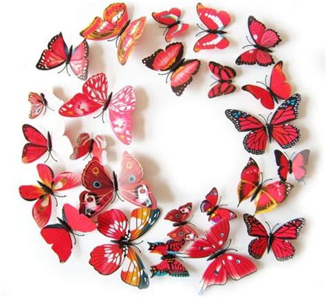 Vlinders zijn erg teer (breekbaar). bol.com | 3D Vlinders Muurstickers (Rood) - Vlinder ...