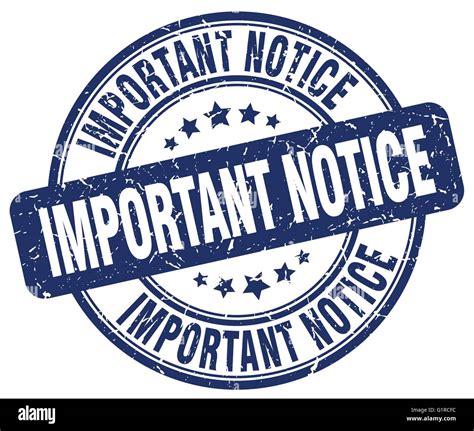 Important Notice Blue Grunge Round Vintage Rubber Stamp Stock Vector