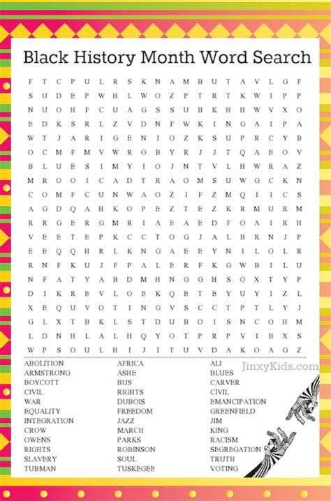 Black History Month Word Search Free Printable
