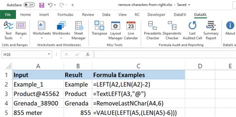 Remove Characters From Right Excel Formula Examples