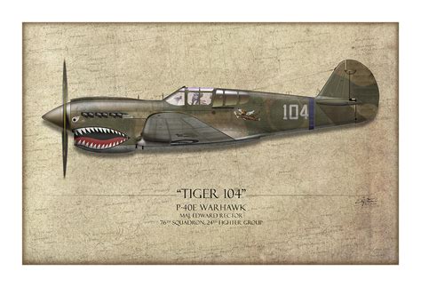 Tiger 104 P 40 Warhawk Map Background Painting By Craig Tinder Pixels