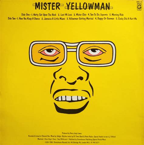 Yellowman Mister Yellowman Back Cover Jamaican Music Mister