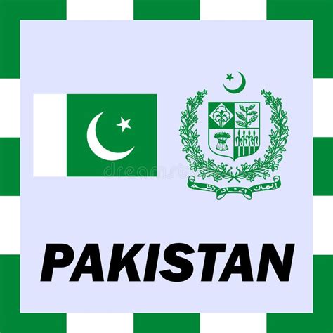 Ensigns Flag And Coat Of Arm Of Pakistan Stock Illustration