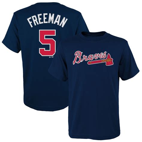 Majestic Freddie Freeman Atlanta Braves Youth Navy Player Name And Number