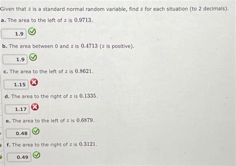 Solved Given That Z Is A Standard Normal Random Variable