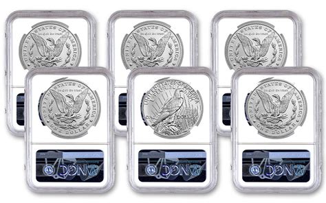 2021 Morgan And Peace Silver Dollar 6 Pc Set Ngc Ms70 Fdi W100